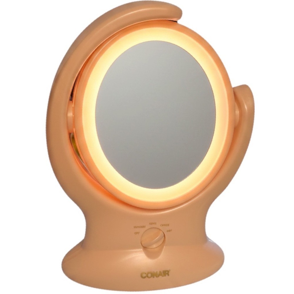Conair Reflections LED Lighted Vanity Mirror Double Sided Rotating Cream BE18LC